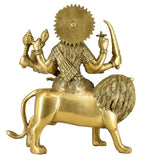 White Whale Brass Maa Durga/Ma Sherwali Idol Sitting On Lion Murti Religious Strength God Sculpture Idol