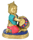 White Whale Little Krishna Idol India Hind Hindu God Brass Sculpture Makhan Krishna Statue Home Décor