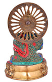 White Whale Brass Buddha Statue Meditation Murti for Home Decor Entrance Office Table Living Room Meditation Luck Gift Feng Shui