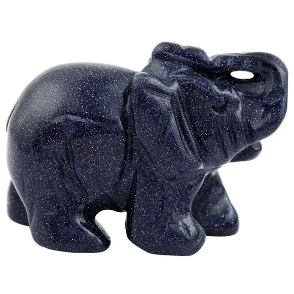 Whitewhale Healing Crystal Guardian Blue Sand Stone Elephant Pocket Stone Figurines Carved Gemstone