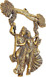 White Whale Radha Krishana Murti on Swing Jhula Metal Statue Gold Antique Finish So Looks Very Beautiful for Decor Your Home,Office Walls,Showpiece Figurines,Religious Idol Gift Article