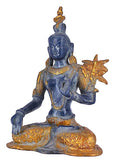 White Whale Brass Buddha Statue Murti for Home Decor Entrance Office Table Living Room Meditation Luck Gift Feng Shui Home Décor