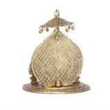 White Whale Metal ridhi sidhi ganpati Statue Gold Plated Ganesha chatra Showpiece for Home Decor and Gifts (5 x 5 x 8) inch, Golden