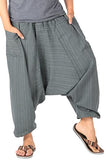 Whitewhale Mens Stripe Cotton Summer Baggy Boho Aladdin Hippie Yoga Harem Pants