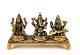 White Whale Laxmi Ganesh Saraswati Brass Statue Religious Strength Sculpture Idol