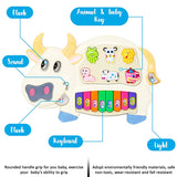 White Whale Musical Cow Piano Toy with Flashing Light & Sound for Kid, Early Development Musical Toy Plastic Multicolor