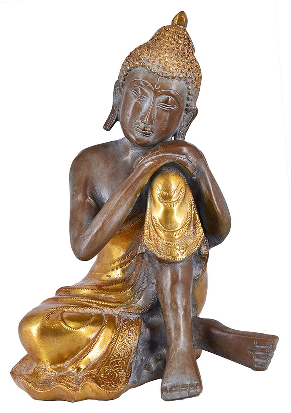 White Whale Brass  Buddha Idol Metal Sculpture Buddha Statue Brass Astmangal Pose Goddess Statue Home Decor Gift 
