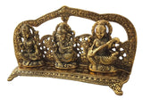 White Whale Metal Laxmi Ganesh Saraswati Idol, 14 cm x 26 cm x 5 cm, Gold