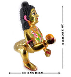 White Whale Laddu Bal Gopal, Kishna Statue, Thakur Ji  Brass Statue Religious Strength God Sculpture Idol - Large