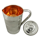 White Whale Pure Copper Luxury Jug (Outside Steel Jug ) with glasses, capacity 2100 ml.