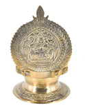 White Whale Brass Ganesh Oil Diya with Large Container Deepam for Home Decor Pooja Decorative Diya Diwali Puja Wedding Gift Mandir Temple