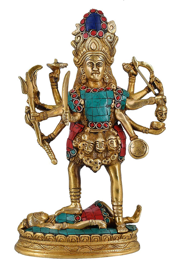 Whitewhale Large Kaali Maa Idol Brass Sculpture Statue Hindu Goddess Figurine Diwali Decor Gifts