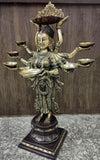 White Whale Brass DeepLaxmi statue with diya holder space - Welcome lady for positive energy- Deep Lakshmi sculpture - Deeplakshmi idol