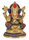 White Whale Lord Ganesh Murti Ganesha Idol Ganpati Bhagwan Brass Statue for Home Decoration Showpiece