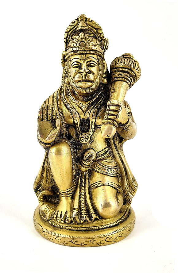 White Whale Lord Hanuman Brass Statue Religious Strength God Sculpture Idol