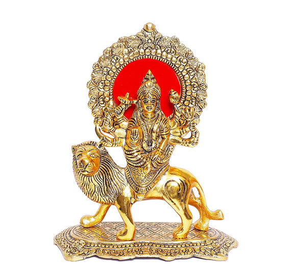 White Whale Durga Maa Murti,Shero vali ma Metal Statue for Navratri Pooja,Temple Pooja,Decor Your Home & Office,Religious Idol Gift Article,Showpiece Figurines
