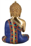 White Whale Lord Buddha Brass Statue With Multicolor Stone Work  Buddhism Shakyamuni Idol feng Shui Home Decorative Showpiece