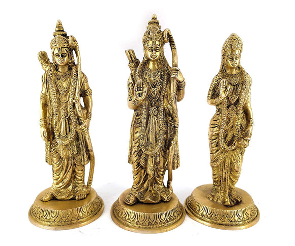 White Whale Lord Ram Sita Laxman Brass Statue Religious Strength Sculpture Idol