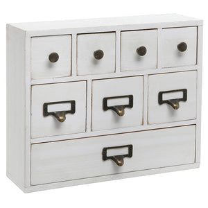 White Whale Wooden Library Card Catalog Style Storage Cabinet / 8 Drawer Jewelry Organizer