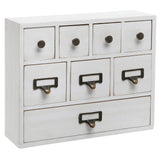 White Whale Wooden Library Card Catalog Style Storage Cabinet / 8 Drawer Jewelry Organizer