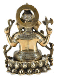 White Whale Brass Lord Ganesha Sitting On Lotus Statue Idol Home Decor Figurine (10 Inches)