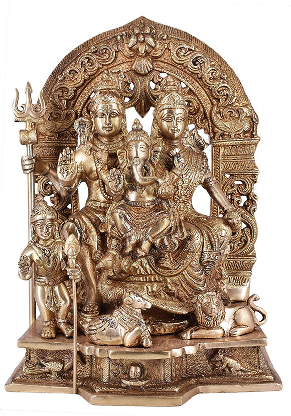 White Whale Shiva Parvati Ganesh Idol Shiv Parivar Brass Murti Statue
