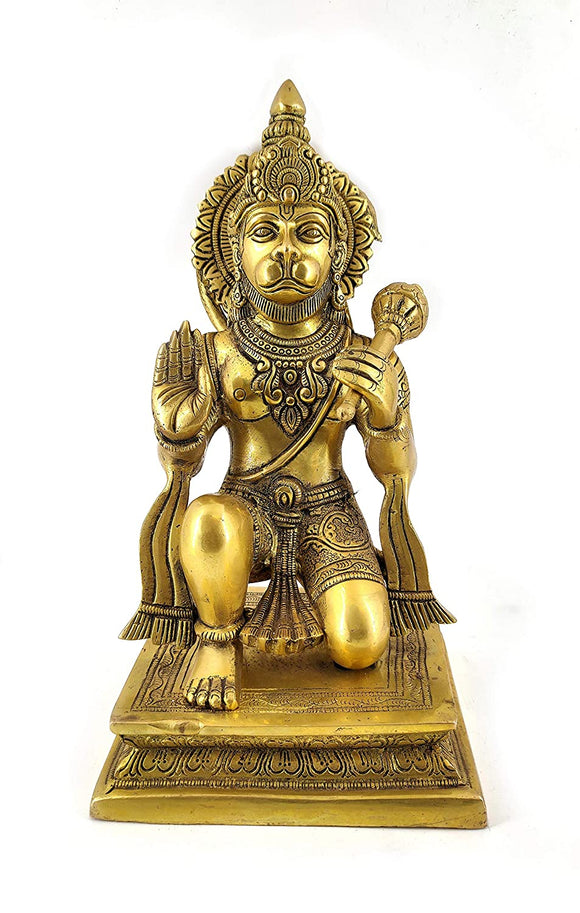 White Whale Lord Hanuman Brass Statue Religious Strength God Sculpture Idol