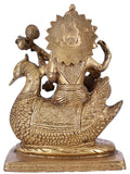 White Whale Maa Saraswati Brass Statue Religious Goddess Sculpture Idol Home Décor