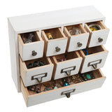 White Whale Wooden Library Card Catalog Style Storage Cabinet / 8 Drawer Jewelry Organizer