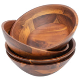 White Whale Wooden Salad Bowls - Set of 4 Bowls for Cereal Fruit Pasta Acacia Wood Bowl Set