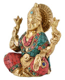 White Whale Brass Goddess Lakshmi Religious Idol Figurine Hindu God Sculpture