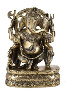 White Whale Lord Ganesh Murti Ganesha Idol Ganpati Bhagwan Brass Statue for Home Decoration Showpiece