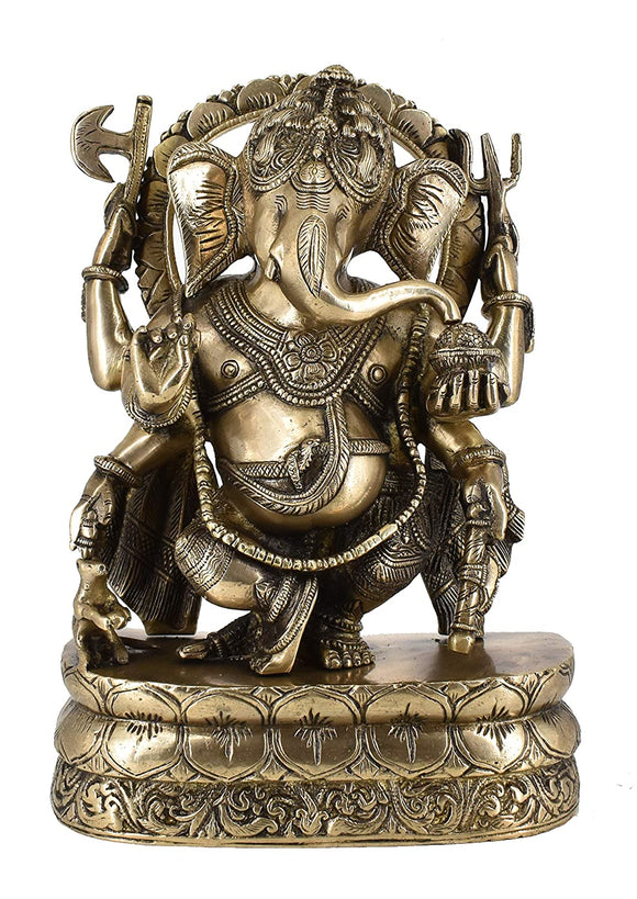 White Whale Lord Ganesh Murti Ganesha Idol Ganpati Bhagwan Brass Statue for Home Decoration Showpiece