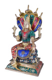 White Whale Brass Maha Abhishekam Lord Vishnu in His Most Powerful Avtar Jeweled in Semi Precious Stones (Royal Pattern)
