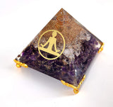 White Whale Amethyst Orgone Pyramid Energy Generator Reiki Healing Crystal Chakra With Gold Stand Feng Shui Pyramid