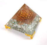 White Whale Amazonite Orgone Pyramid Energy Generator Reiki Healing Crystal Chakra With Gold Stand Feng Shui Pyramid