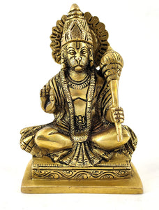 White Whale Lord Hanuman Brass Statue Religious Strength God Sculpture Idol