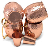 White Whale Handmade 100% Pure copper hammered Moscow Mule mugs  with Shot Glass.