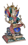 White Whale Brass Maha Abhishekam Lord Vishnu in His Most Powerful Avtar Jeweled in Semi Precious Stones (Royal Pattern)