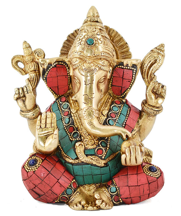 White Whale Brass Lord Ganesha  Statue Idol Home Decor Figurine