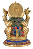 White Whale Lord Ganesh Murti Ganesha Idol Ganpati Bhagwan Brass Statue for Home Decoration Showpiece