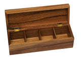 Whitewhale Tea Box Indian Rosewood Antique Treasure Storage Chest Box for Condiment Spice&Jewellery/Vintage Rustic Keepsake Trinket Organizer With Compartments/Handmade Decorative Sheesham Wood Caddy Tea Bag