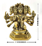 White Whale Lord Hanuman in Panchmukhi Avatar Brass Statue Religious Strength God Sculpture Idol