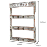 White whale Wall-Mounted Wooded Coffee Mug Holder, Kitchen Storage Rack