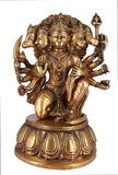 Whitewhale Large Unique Five Face Panchmukhi Hanuman Brass Statue Inlay Gemstone Hand Work Big Hindu God Lord Idol Figure
