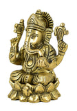 White Whale Lord Ganesha Brass Statue Religious Strength God Sculpture Idol