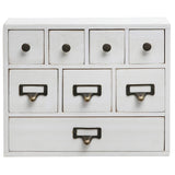 White Whale Wooden Library Card Catalog Style Storage Cabinet / 8 Drawer Jewelry Organizer