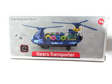 White Whale Battery Operated Transparent Gear Transporter Helicopter Airplane Vehicle Toy for Kids|Boys|Girls with Lights, Music and Bump & Go Mode (Color-as per Availability).