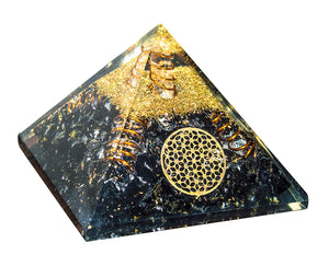 White Whale Reiki Healing Crystal Energy Generator Pyramid The Flower Of Life Symbol Orgonite Energy Generator Stone