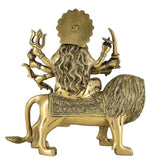 White Whale Brass Maa Durga/Ma Sherwali Idol Sitting On Lion Murti Religious Strength God Sculpture Idol